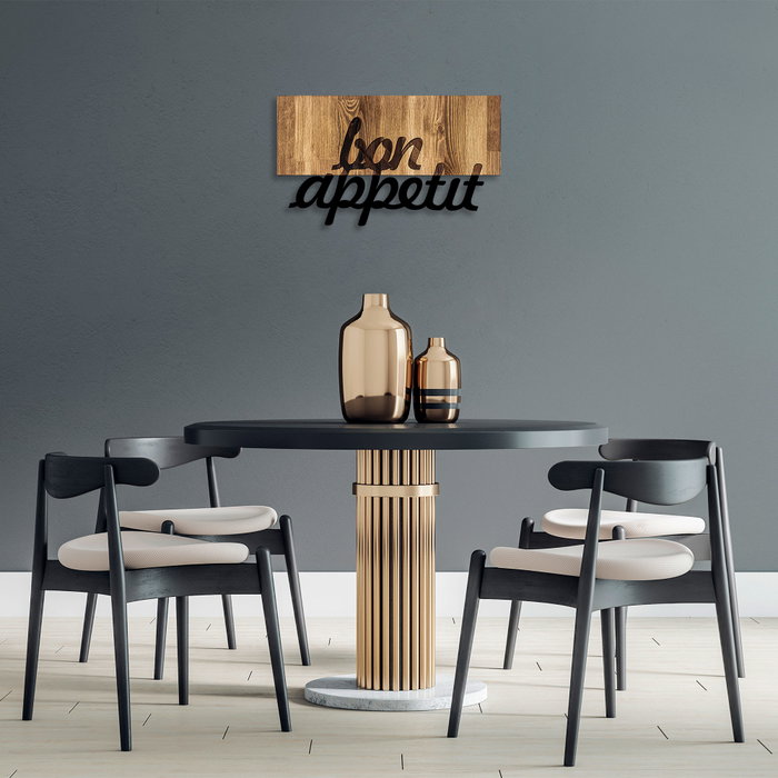 Wallity MA-309 Accesorio de Pared Decorativa de Madera y Metal Nogal y Negro